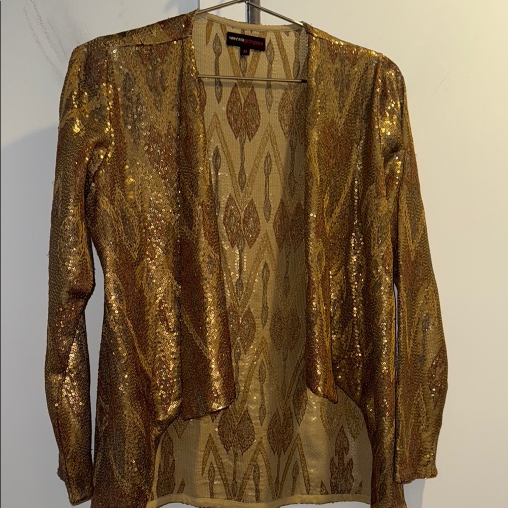 Gold Sequin Patterned Blazer - Picture 3 of 6